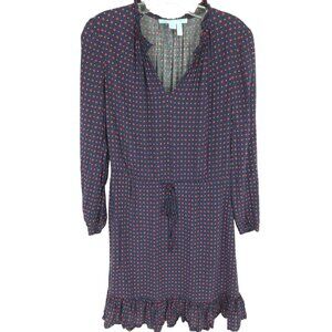 Draper James Dress Polka Dot Floral Mini Blue Red White Girly Feminine Peasant S